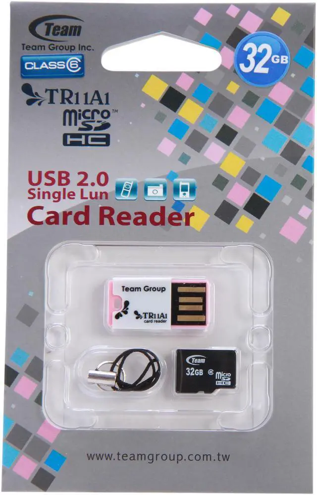 Alt view image 5 of 5 - Team 32GB microSDHC Flash Card with USB Card Reader (Pink) Model TUSDH32GCL606