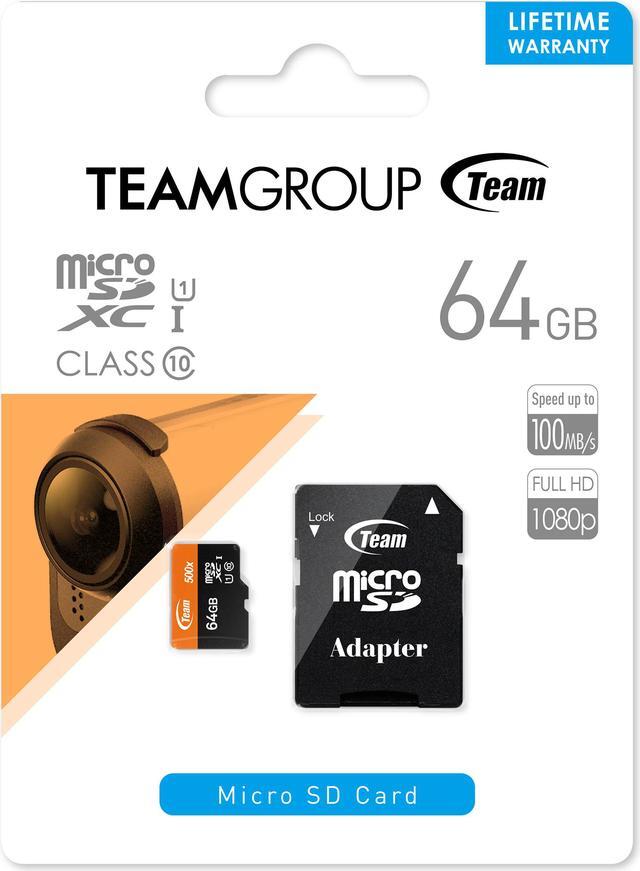 Alt view image 3 of 3 - Team 64GB microSDXC UHS-I/U1 Class 10 Memory Card with Adapter, Speed Up to 100MB/s (TUSDX64GUHS03)