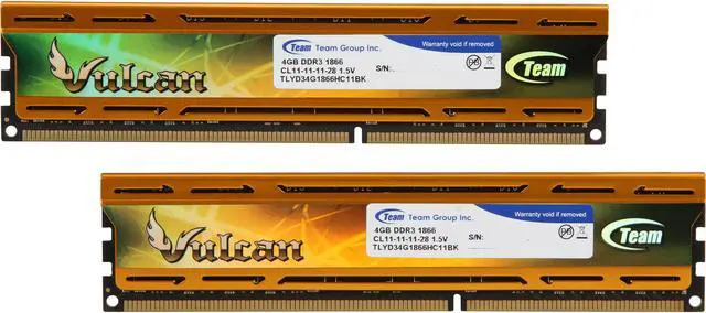 Alt view image 2 of 3 - Team Vulcan 8GB (2 x 4GB) DDR3 1866 (PC3 14900) Desktop Memory Model TLYD38G1866HC11DC01