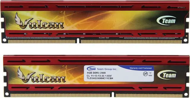 Alt view image 2 of 3 - Team Vulcan 8GB (2 x 4GB) DDR3 2400 (PC3 19200) Desktop Memory Model TLD38G2400HC11CDC01