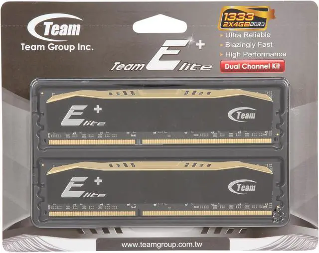 Alt view image 3 of 3 - Team Elite Plus 8GB (2 x 4GB) DDR3 1333 (PC3 10600) Desktop Memory Model TPD38G1333C9DC01