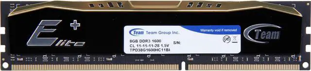 Alt view image 2 of 4 - Team Elite Plus 8GB DDR3 1600 (PC3 12800) Desktop Memory Model TPD38G1600HC1101