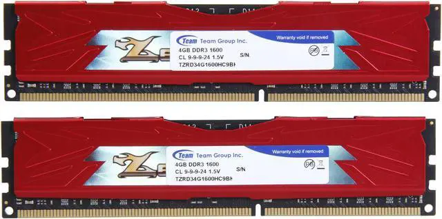 Alt view image 2 of 4 - Team Zeus Red 8GB (2 x 4GB) DDR3 1600 (PC3 12800) Desktop Memory Model TZRD38G1600HC9DC01