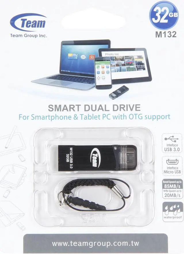 Alt view image 6 of 6 - Team M132 32GB USB 3.0 Flash Drive With OTG Support TM13232GB01
