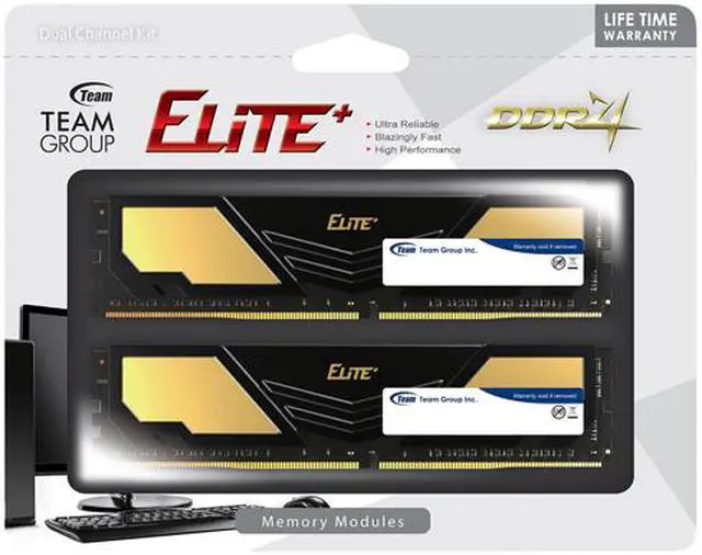 Alt view image 3 of 3 - Team Elite Plus 8GB (2 x 4GB) DDR4 2400 (PC4 19200) Desktop Memory Model TPD48G2400HC16DC01