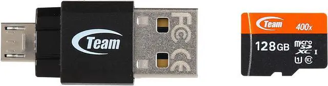 Main image of Team 128GB microSDXC Flash Card with OTG/USB reader Model TUSDX128GUHS36