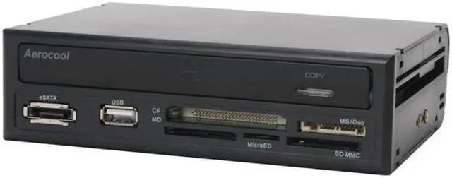 Alt view image 2 of 6 - AeroCool FP-01 55-in-1 Card Reader w/Flip-up LCD Screen