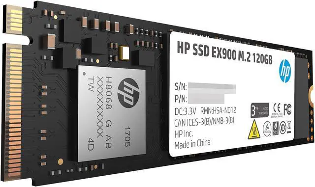 Alt view image 2 of 5 - HP EX900 M.2 120GB PCIe 3.0 x4 NVMe 3D TLC NAND Internal Solid State Drive (SSD) 2YY42AA#ABC