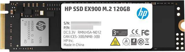 Main image of HP EX900 M.2 120GB PCIe 3.0 x4 NVMe 3D TLC NAND Internal Solid State Drive (SSD) 2YY42AA#ABC