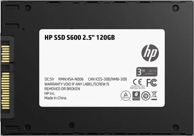 Alt view image 4 of 6 - HP S600 2.5" 120GB SATA III 3D NAND Internal Solid State Drive (SSD) 4FZ32AA#ABC