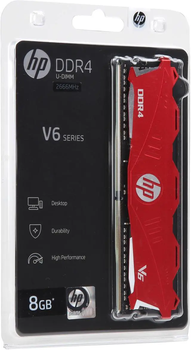 Alt view image 3 of 3 - HP V6 8GB 288-Pin DDR4 SDRAM DDR4 2666 (PC4 21300) Desktop Memory Model 7EH61AA#ABC (RED)