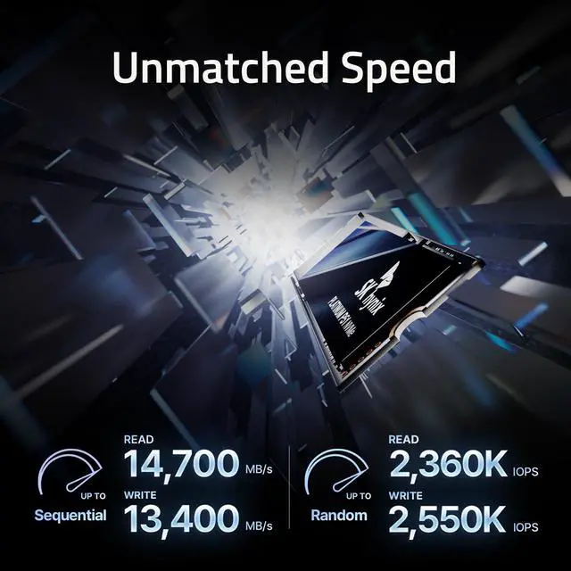 Alt view image 2 of 8 - SK hynix Platinum P51 2TB PCIe Gen5 NVMe M.2 2280 Internal SSD I Up to 14,700 MB/s Read, 13,400 MB/s Write I Powered by 238-Layer NAND Flash