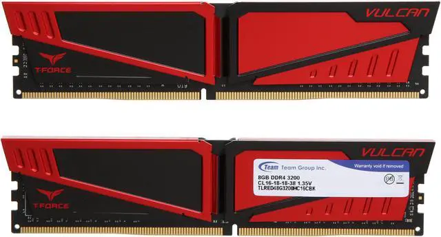 Alt view image 2 of 3 - Team T-Force Vulcan 16GB (2 x 8GB) DDR4 3200 (PC4 25600) Desktop Memory Model TLRED416G3200HC16CDC01