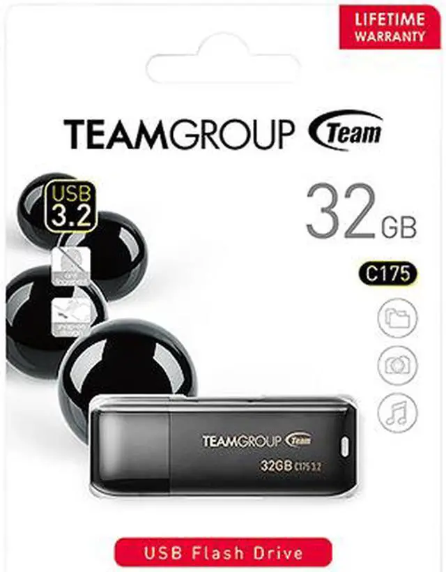 Alt view image 4 of 4 - TEAMGROUP C175 32GB USB 3.2 Gen 1 Flash Drive Rounded Streamlined Unibody Design Black Pearl Seamless Construction Matte and Glossy Finish, Speed Up to 75MB/s (TC175332GB01)