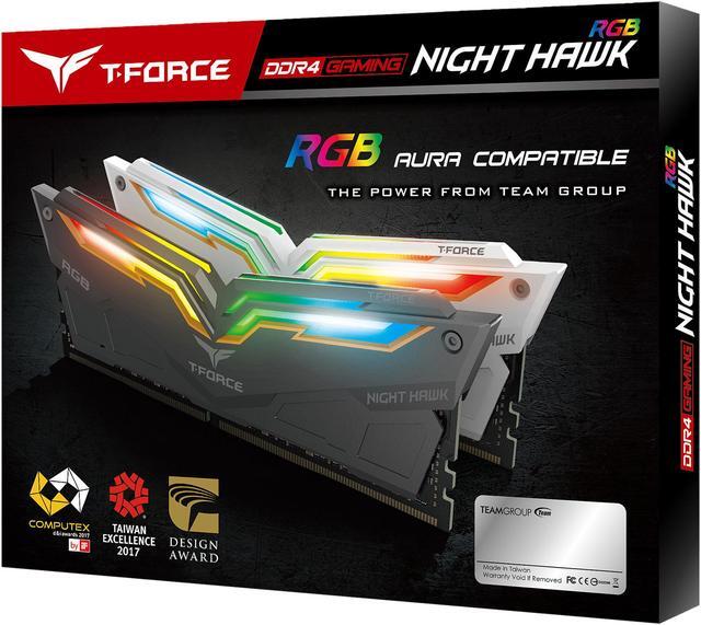 Alt view image 4 of 4 - Team T-Force Night Hawk RGB 16GB (2 x 8GB) DDR4 4000 (PC4 32000) Desktop Memory Model TF2D416G4000HC18EDC01
