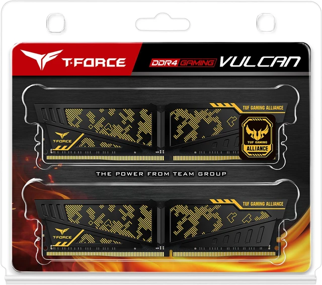 Alt view image 4 of 4 - Team T-FORCE VULCAN TUF Gaming Alliance 32GB (2 x 16GB) DDR4 2400 (PC4 19200) Desktop Memory Model TLTYD432G2400HC15BDC01