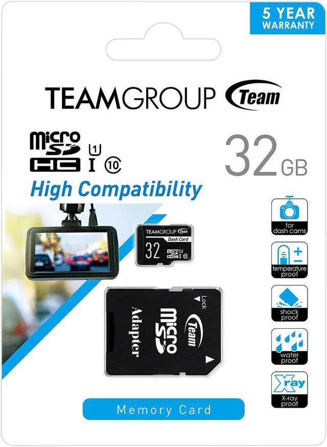 Alt view image 3 of 3 - Team 32GB Dash Card  microSDHC UHS-I/U1 Class 10 Memory Card with Adapter, Compatible for cams, Speed Up to 80MB/s (TDUSDH32GUHS03)