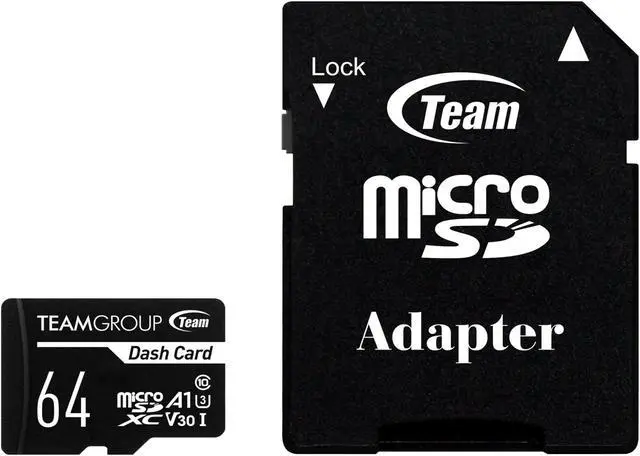 Alt view image 3 of 4 - Team 64GB Dash Card  microSDXC UHS-I/U3 Class 10 A1 V30 Memory Card with Adapter, Compatible for cams, Speed Up to 100MB/s (TDUSDX64GUHS03)