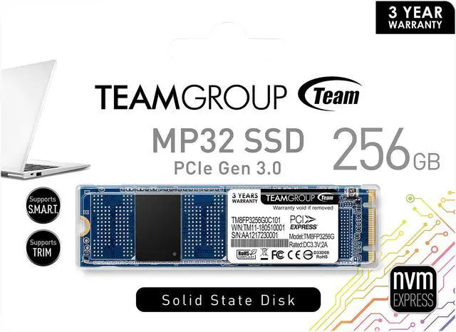 Alt view image 2 of 2 - Team Group MP32 M.2 2280 256GB PCIe 3.0 x2 with NVMe 1.3 Internal Solid State Drive (SSD) TM8FP3256G0C101