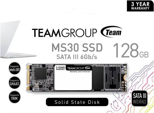 Alt view image 2 of 2 - Team Group MS30 M.2 2280 128GB SATA III TLC Internal Solid State Drive (SSD) TM8PS7128G0C101