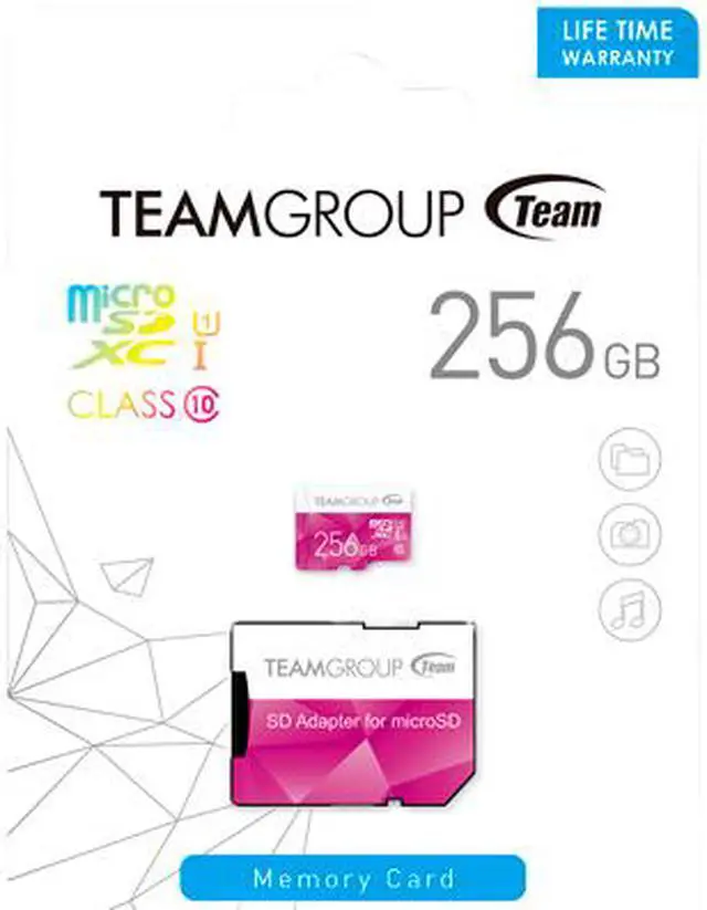Alt view image 3 of 3 - Team Group 256GB Color microSDXC UHS-I/U1 Class 10 Memory Card with Adapter, Speed Up to 80MB/s (TCUSDX256GUHS46)