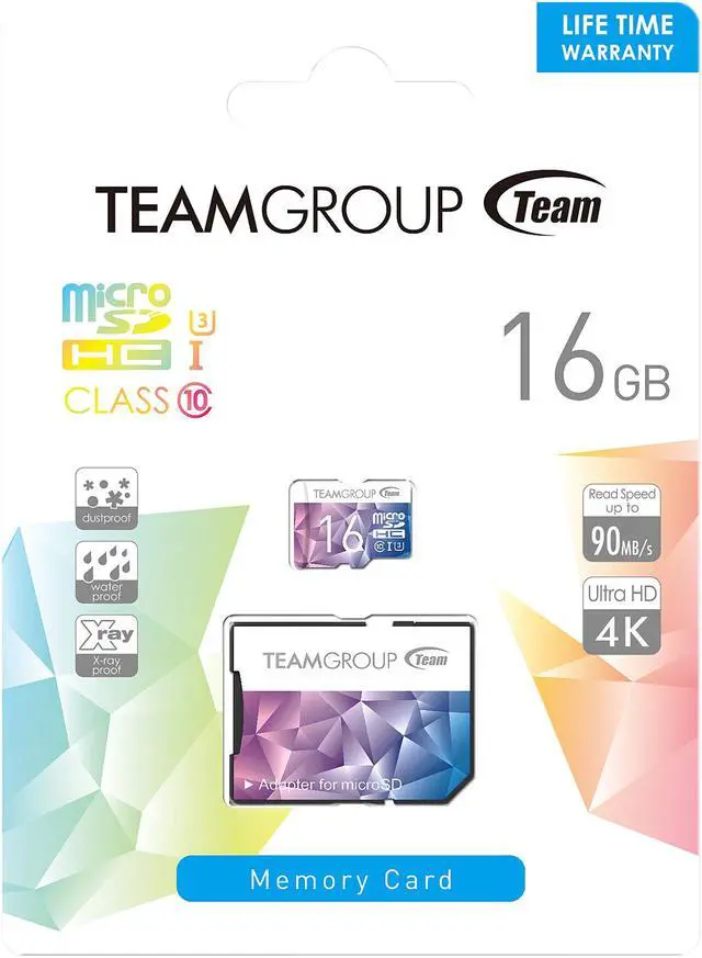 Alt view image 3 of 3 - Team 16GB Color II microSDHC UHS-I/U3 Class 10 Memory Card with Adapter, Speed Up to 90MB/s (TCIIUSDH16GU349)
