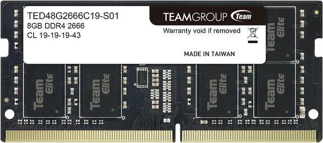 Main image of Team Elite 8GB 260-Pin DDR4 SO-DIMM DDR4 2666 (PC4 21300) Laptop Memory Model TED48G2666C19-S01