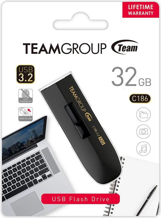 Alt view image 4 of 4 - Team Group 32GB C186 USB 3.2 Gen 1 Flash Drive (TC186332GB01)