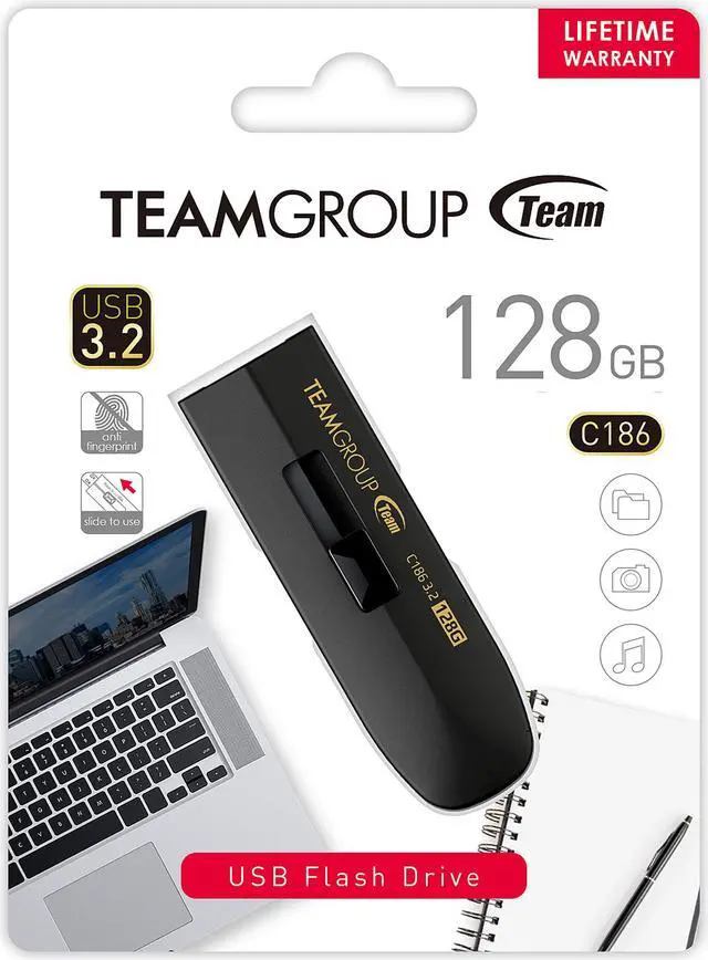 Alt view image 4 of 4 - Team Group 128GB C186 USB 3.2 Gen 1 Flash Drive (TC1863128GB01)
