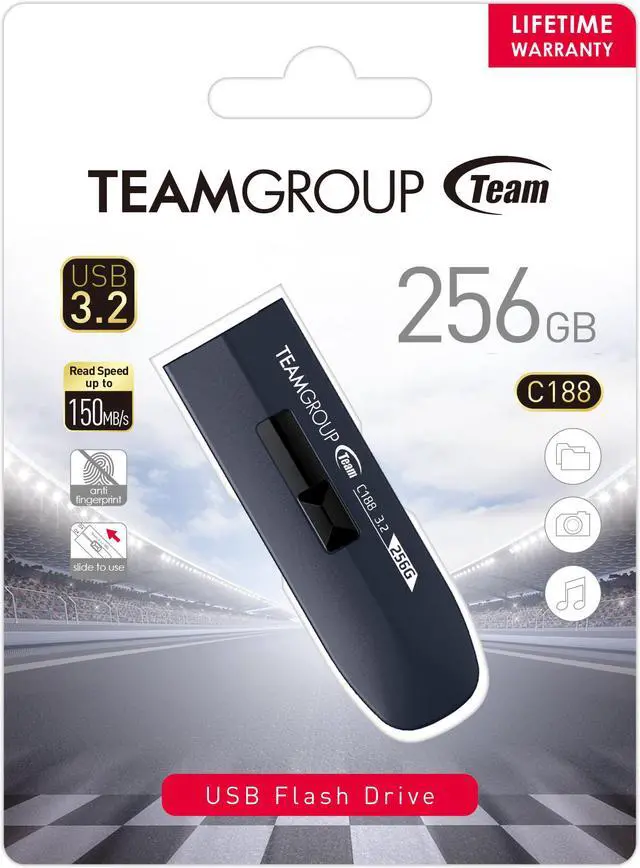 Alt view image 4 of 4 - TEAM 256GB C188 USB 3.2 Gen1 Flash Drive, Speed Up to 150MB/s (TC1883256GL01)