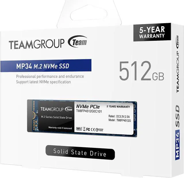 Alt view image 4 of 4 - Team Group MP34 M.2 2280 512GB PCIe 3.0 x4 with NVMe 1.3 3D NAND Internal Solid State Drive (SSD) TM8FP4512G0C101
