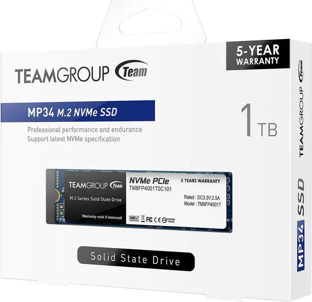 Alt view image 4 of 4 - Team Group MP34 M.2 2280 1TB PCIe 3.0 x4 with NVMe 1.3 3D NAND Internal Solid State Drive (SSD) TM8FP4001T0C101