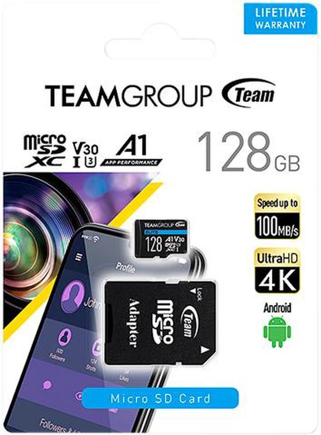 Alt view image 4 of 4 - Team Group 128GB Elite microSDXC UHS-I U3, V30, A1, 4K UHD Micro SD Card with SD Adapter, Speed Up to 100MB/s (TEAUSDX128GIV30A103)