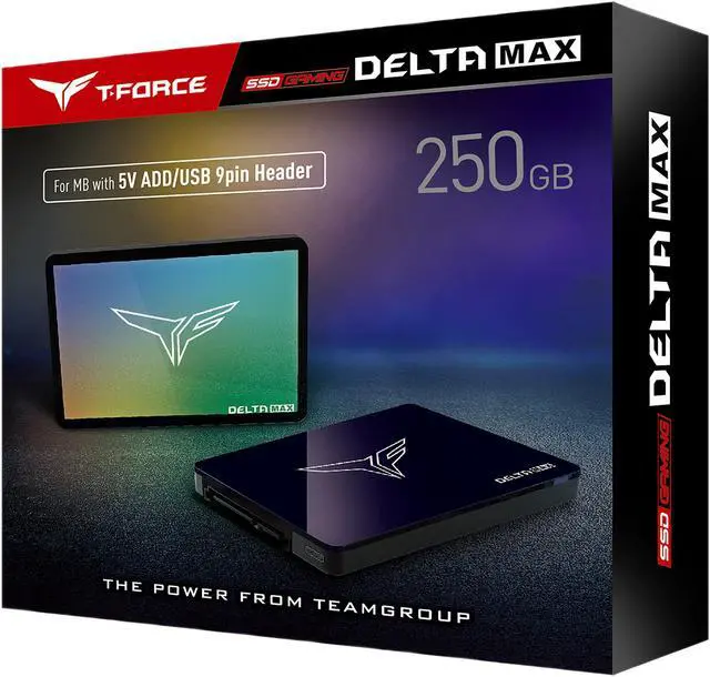 Alt view image 3 of 3 - Team Group T-FORCE Delta Max RGB SSD 2.5" 250GB SATA III 3D NAND Internal RGB Solid State Drive (SSD) (For MB with 5V ADD Header)