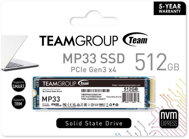 Alt view image 4 of 4 - Team Group MP33 M.2 2280 512GB PCIe 3.0 x4 with NVMe 1.3 3D NAND Internal Solid State Drive (SSD) TM8FP6512G0C101