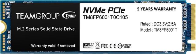 Team Group MP33 M.2 2280 1TB PCIe 3.0 x4 with NVMe 1.3 3D NAND Internal  Solid State Drive (SSD) TM8FP6001T0C101