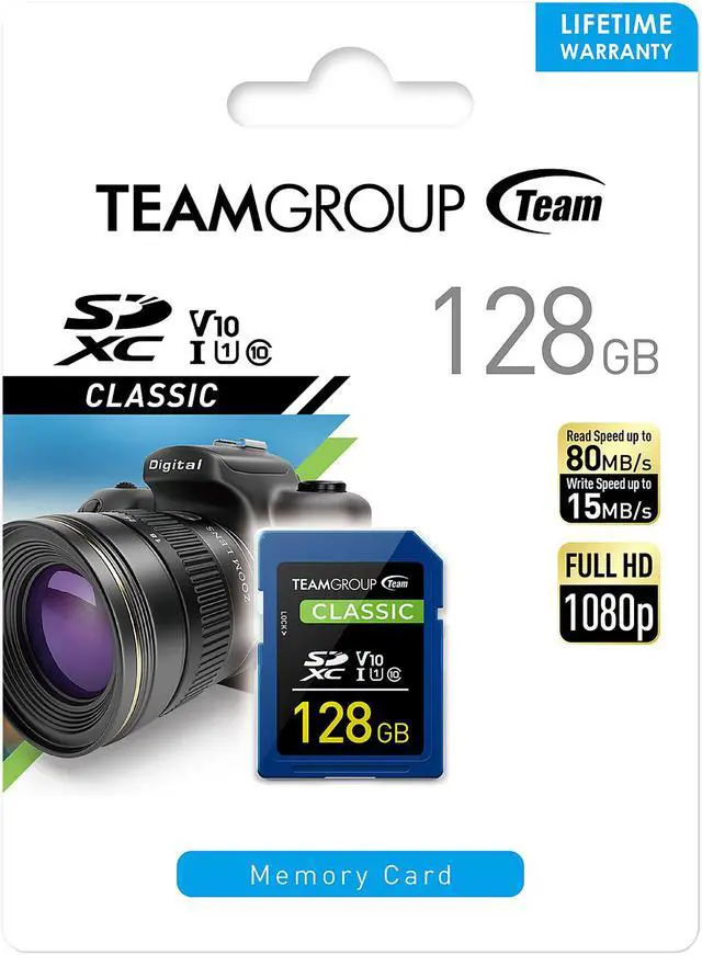 Alt view image 3 of 3 - Team Group 128GB Classic SD Card U1 V10 C10 Card Read/Write Speed Up to 80/15MB/s (TSDXC128GIV1001)