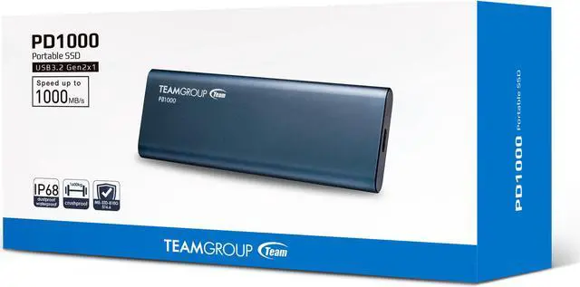 Alt view image 5 of 4 - TEAMGROUP PD1000 512GB Aluminum Portable External Solid State Drive SSD, Read up to 1000MB/s, USB-C, USB A 3.2 Gen 2, Waterproof, Dustproof (IP68), Shockproof, Pressure Resistant (T8FED6512G0C108)
