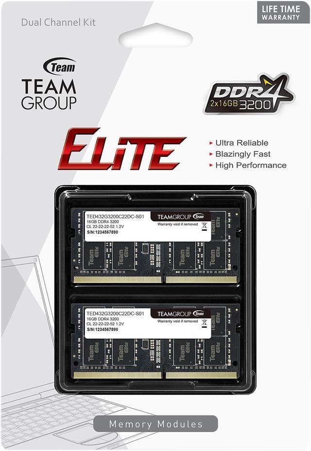 Team Elite 32GB (2 x 16GB) 260-Pin DDR4 SO-DIMM DDR4 3200 (PC4
