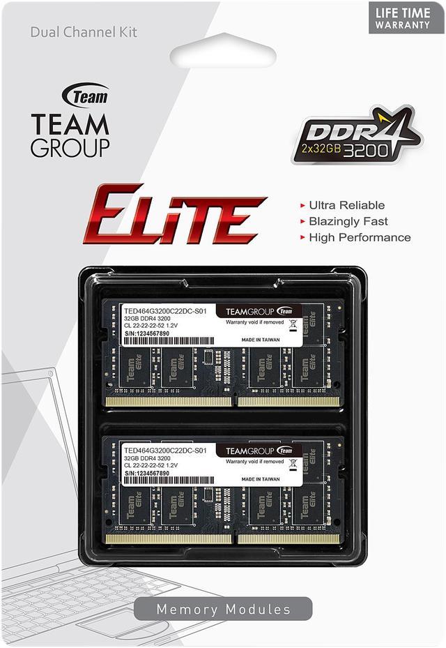 Team Elite 64GB (2 x 32GB) DDR4 3200 Laptop Memory - Newegg.com