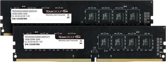 Team Elite 32GB (2 x 16GB) 288-Pin PC RAM DDR4 3200 (PC4 25600) Desktop  Memory Model TED432G3200C22DC01