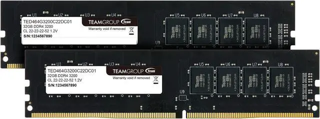 Main image of Team Elite 64GB (2 x 32GB) 288-Pin PC RAM DDR4 3200 (PC4 25600) Desktop Memory Model TED464G3200C22DC01