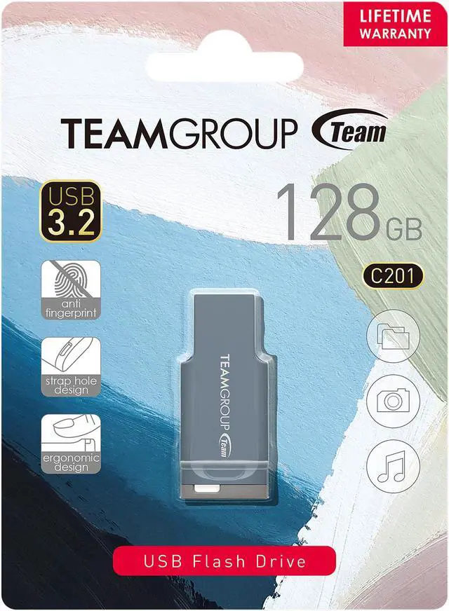 Alt view image 4 of 4 - TEAM 128GB C201 USB 3.2 Flash Drive, Speed Up to 90MB/s (TC2013128GL01)