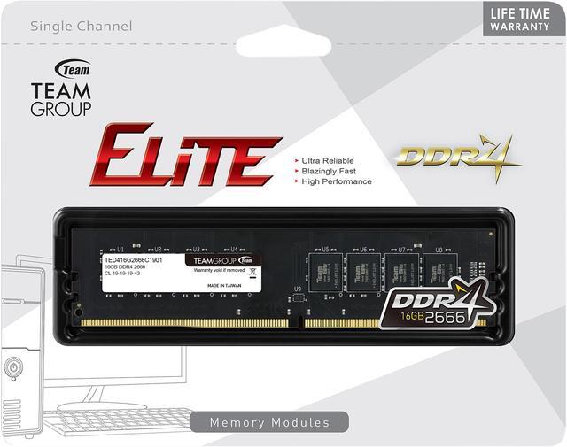 Alt view image 2 of 2 - Team Elite 16GB 288-Pin PC RAM DDR4 2666 (PC4 21300) Desktop Memory Model TED416G2666C1901