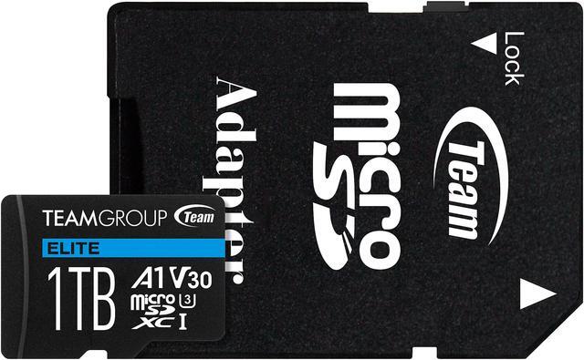 Alt view image 2 of 4 - Team Group 1TB Elite microSDXC UHS-I U3, V30, A1, 4K UHD Micro SD Card with SD Adapter, Speed Up to 100MB/s (TEAUSDX1TIV30A103)