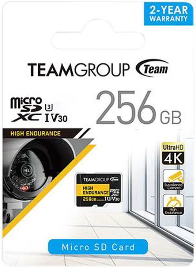 Alt view image 2 of 2 - Team 256GB High Endurance microSDXC UHS-I U3, V30 Memory Card, designed for monitoring, Speed Up to 100MB/s (THUSDX256GIV3002)