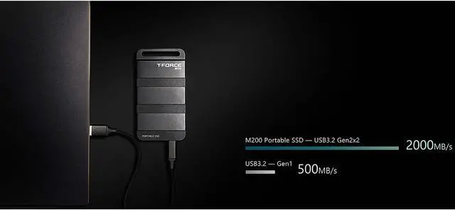 Alt view image 6 of 7 - Team Group T-FORCE M200 2TB Portable SSD USB3.2 Gen 2x2 Type-C, Read/Write 2000MB/s Compatible with PS5 & Xbox & Chrome OS (T8FED9002T0C102)