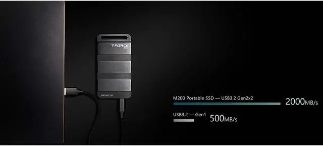 Alt view image 5 of 7 - Team Group T-FORCE M200 4TB Portable SSD USB3.2 Gen 2x2 Type-C, Read/Write 2000MB/s Compatible with PS5 & Xbox & Chrome OS (T8FED9004T0C102)