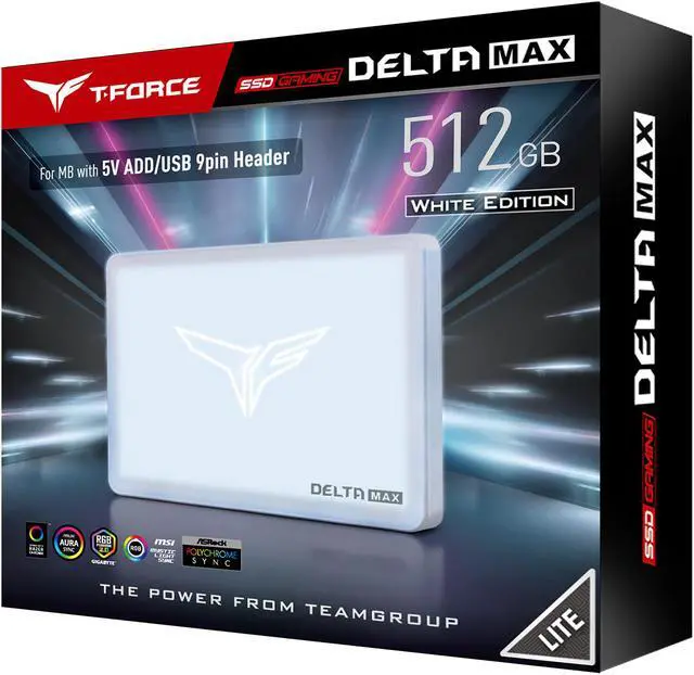 Alt view image 5 of 5 - Team Group T-FORCE DELTA MAX WHITE RGB LITE 2.5" 512GB SATA III 3D NAND Internal Solid State Drive (SSD) T253TM512G0C425
