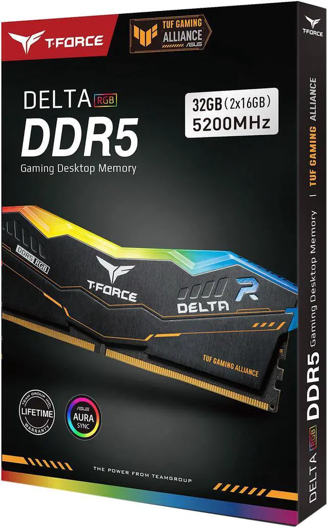 Alt view image 7 of 7 - Team T-Force Delta TUF Gaming RGB 32GB (2 x 16GB) 288-Pin PC RAM DDR5 6400 (PC5 51200) Desktop Memory Model FF5D532G6400HC40BDC01
